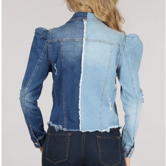 New with tag, Two tone denim jacket - Picture 5 of 7